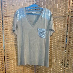 POL Silver Tan Short Sleeve Tee for Casual Elegance